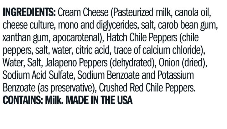 Terrapin Ridge Farms Hatch Chile Cream Cheese Dip ingredients
