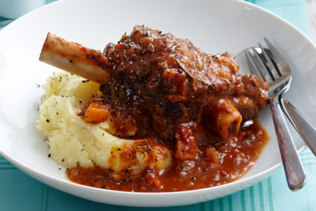 Braised Lamb Shanks with Cannellini Beans, Gremolata and Roasted Garlic Parmesan Smashed Potatoes