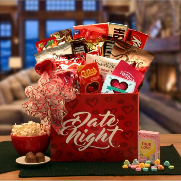 Valentine's Day Date Night Gift Box filled with chocolates and candy