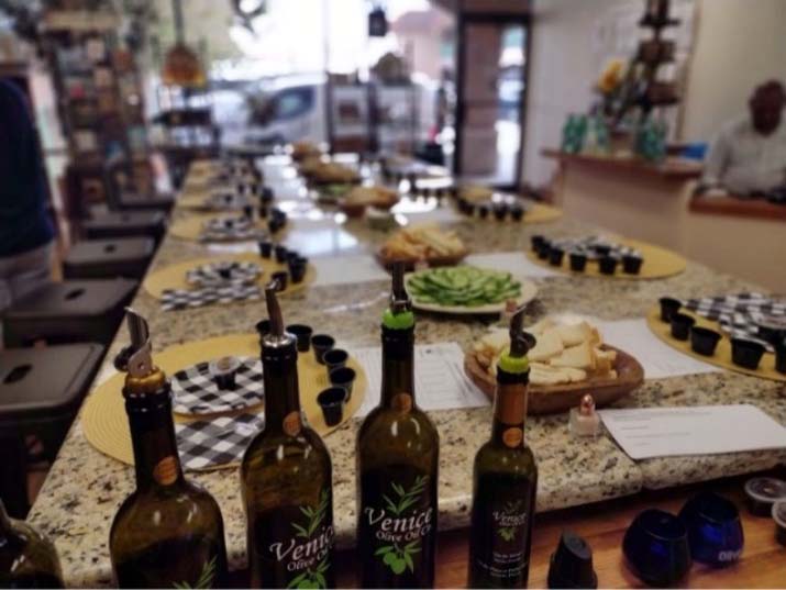 Large olive oil tasting table
